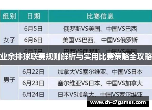 业余排球联赛规则解析与实用比赛策略全攻略